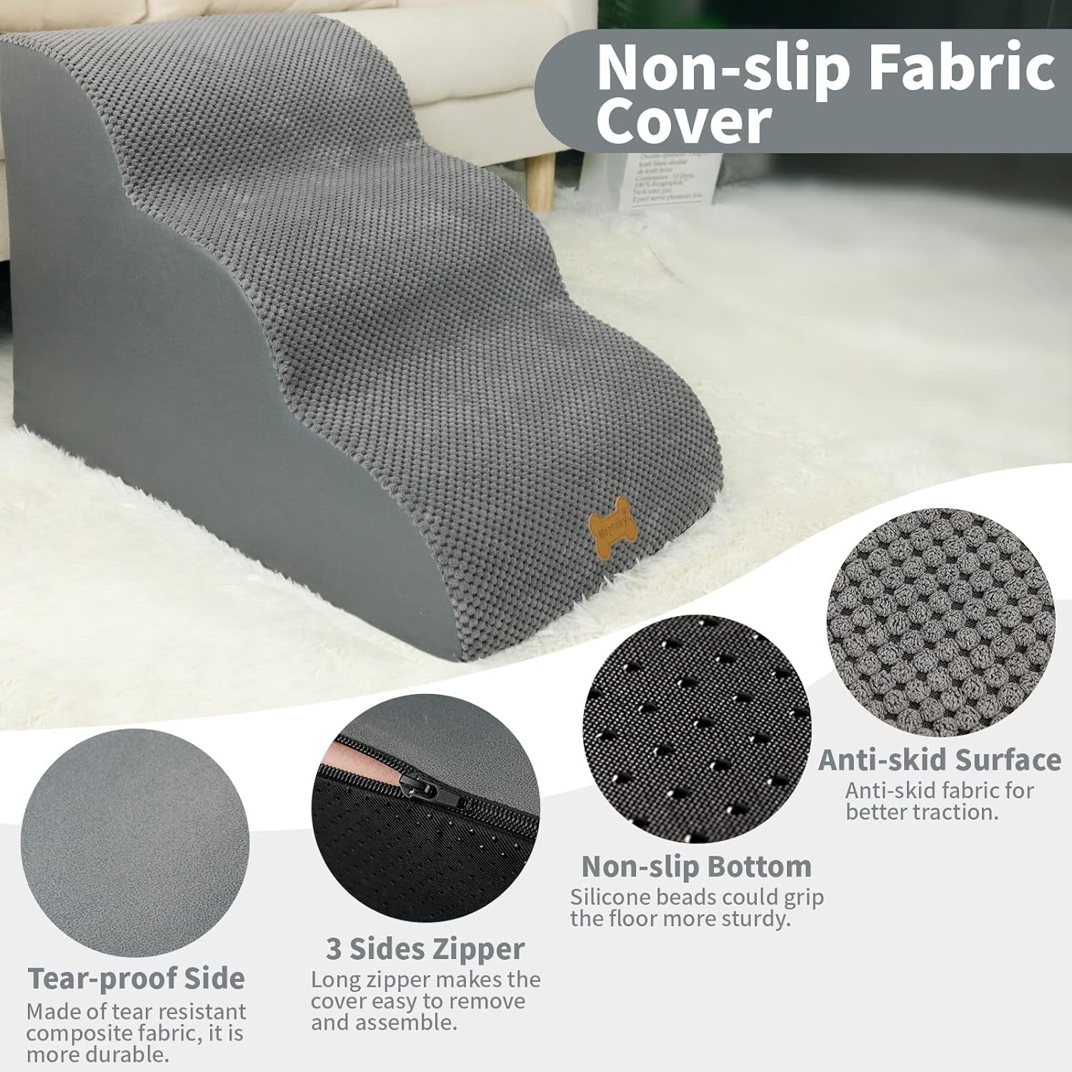 3-Step Dog Stairs Non-Slip Pet Ramp for Small Dogs