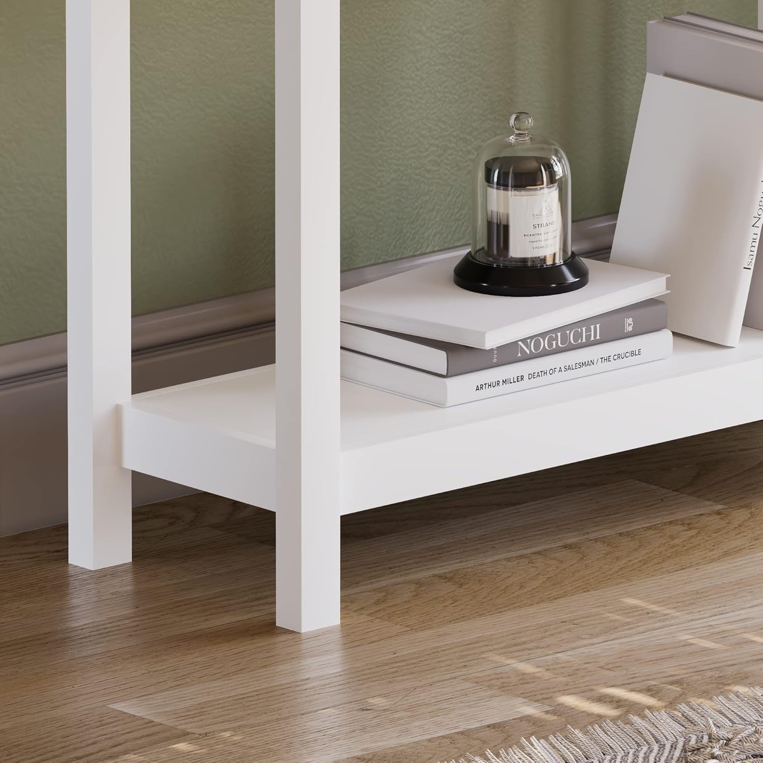 White Console Table with Drawers & Shelf – Slim Hallway Storage Unit