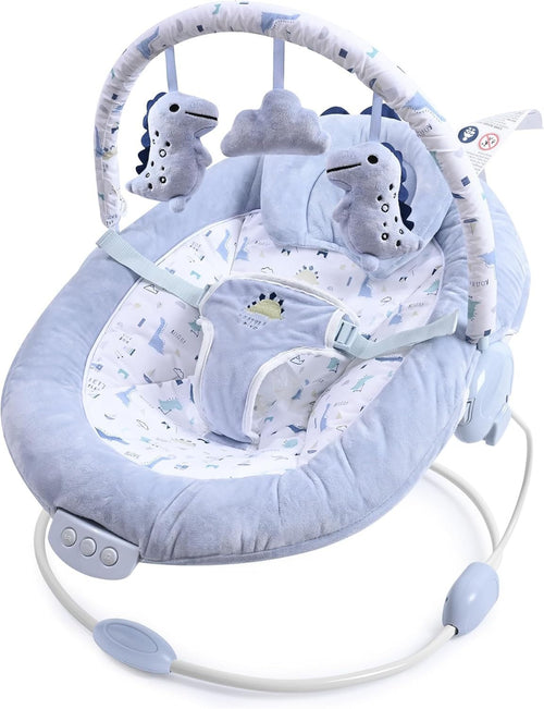 Baby Bouncer with Music Vibrations Toy Bar Soothing Seat Newborn Cradle Blue