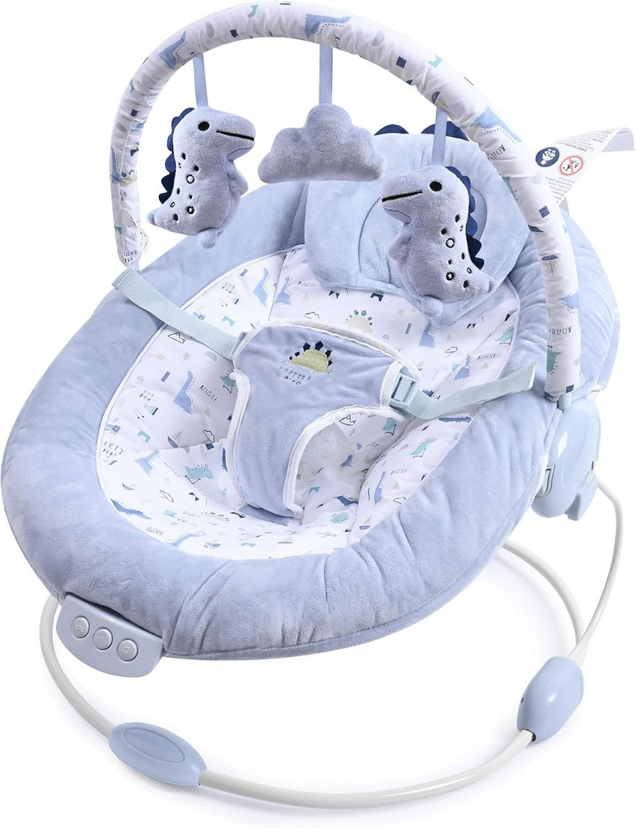 Baby Bouncer with Music Vibrations Toy Bar Soothing Seat Newborn Cradle Blue