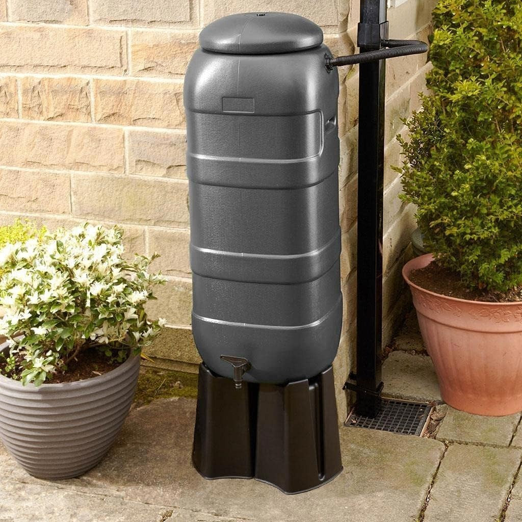100L Grey RainSaver Water Butt Kit with Stand, Tap & Diverter