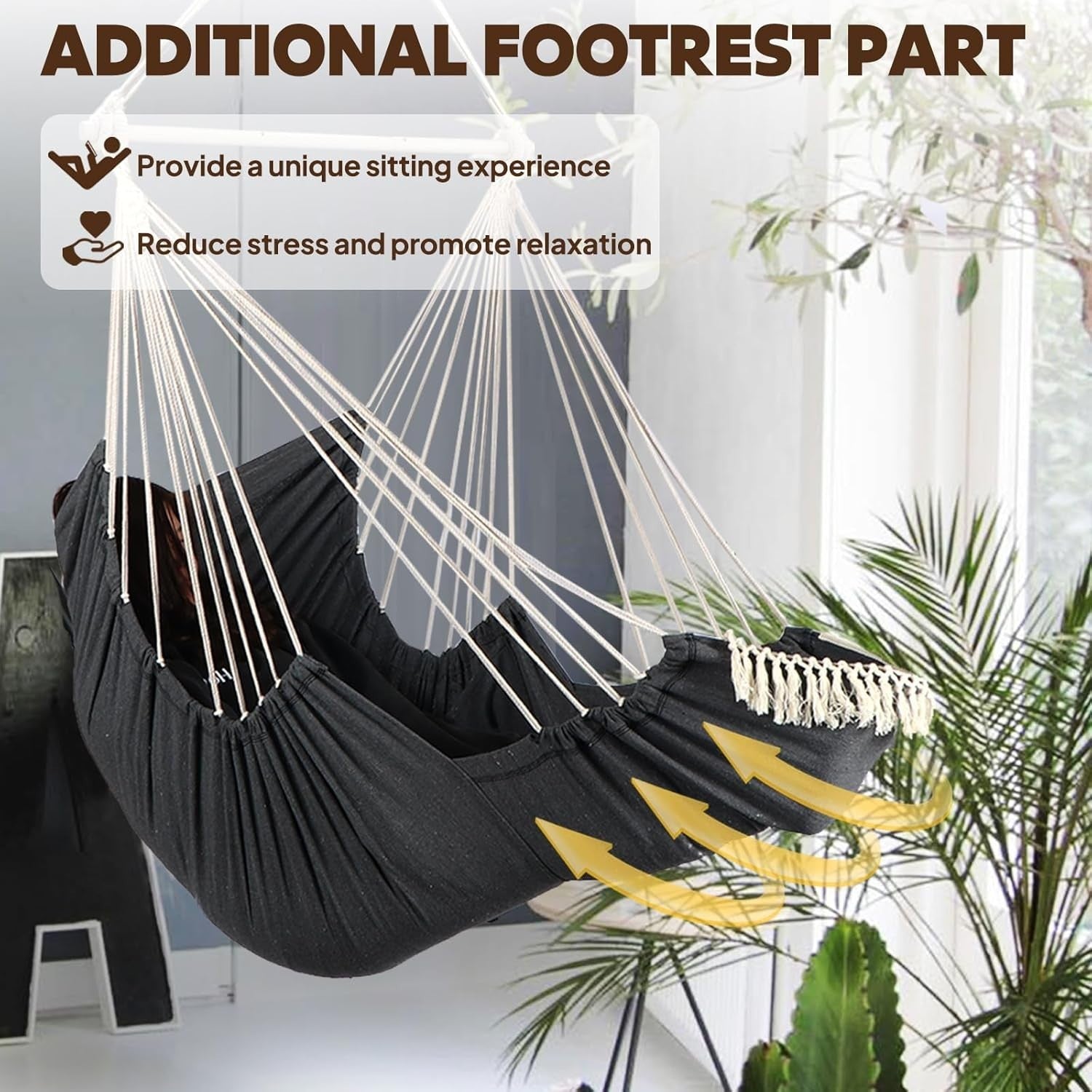 Hammock Chair with Footrest & 2 Cushions | 550lbs Heavy Duty Indoor Outdoor
