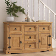 Corona Solid Pine Sideboard Cabinet 2 Door 5 Drawer Rustic Mexican Storage