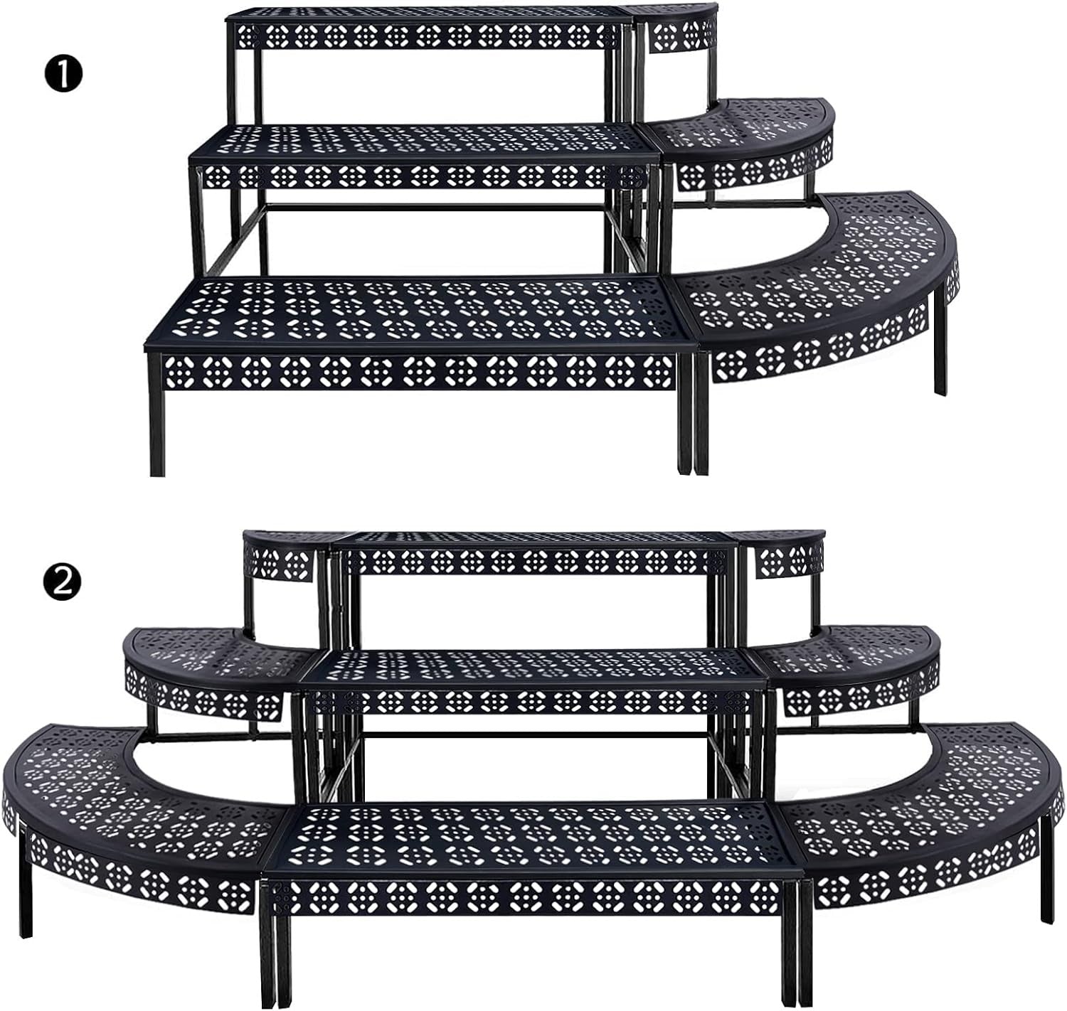3 Tier Black Metal Plant Stand Indoor Outdoor Garden Flower Pot Display Rack