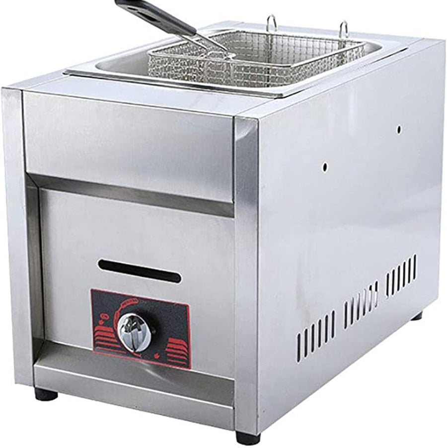 Commercial LPG Gas Deep Fryer Stainless Steel Adjustable Heat Easy Clean