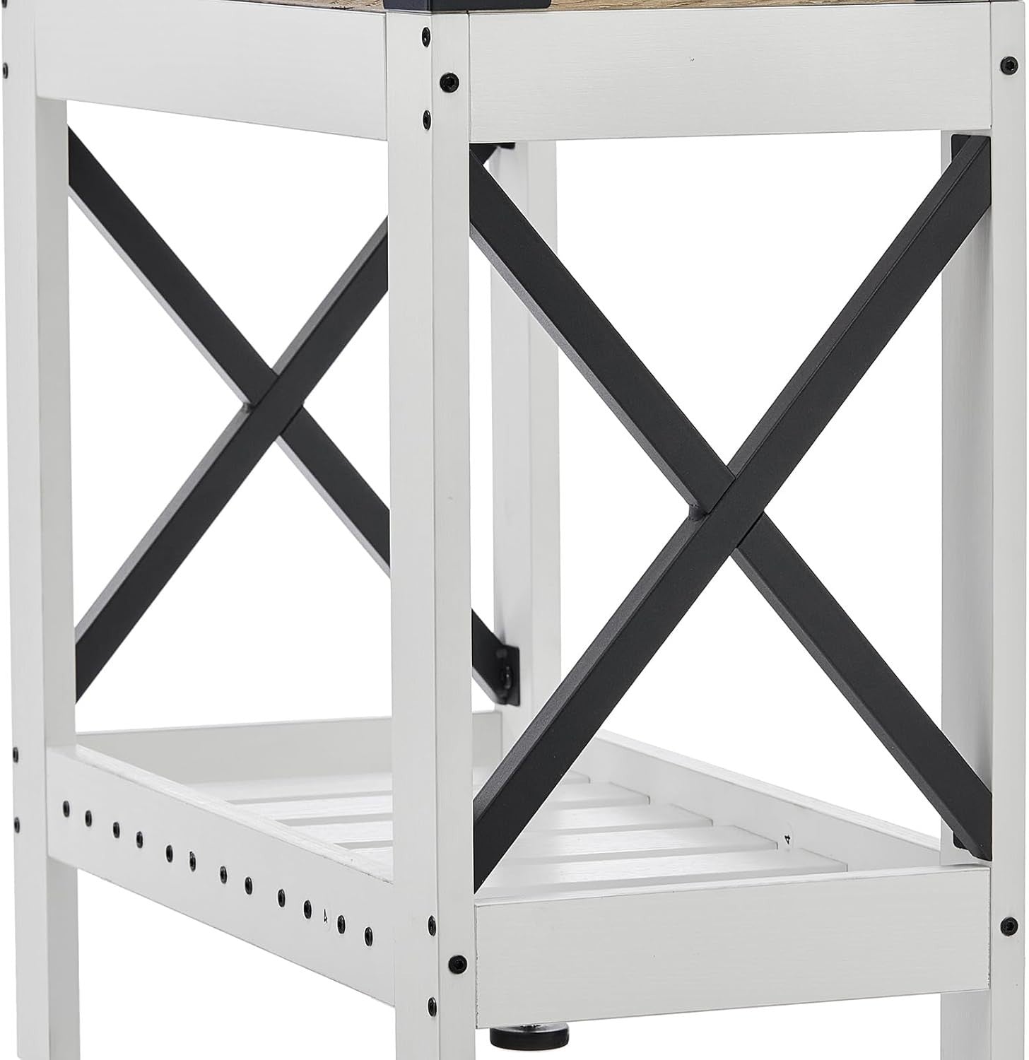Narrow White End Table with Storage Shelf – Compact Nightstand for Small Spaces