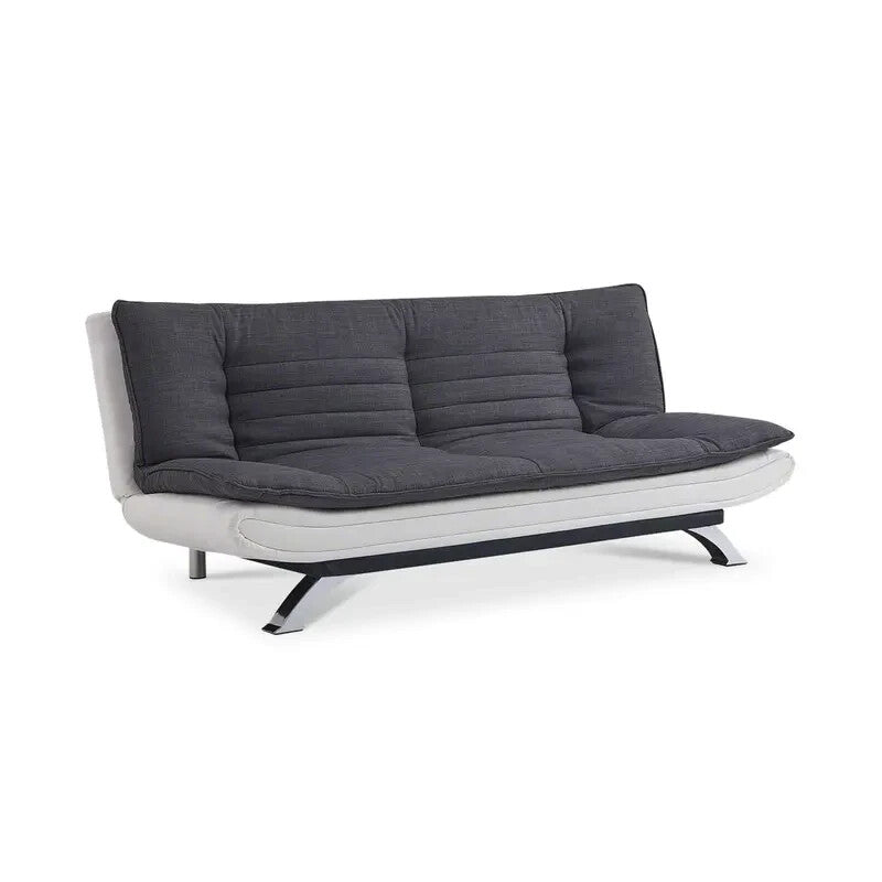 Charcoal Fabric Sofa Bed Futon 3 Seater Clic Clac White Faux Leather