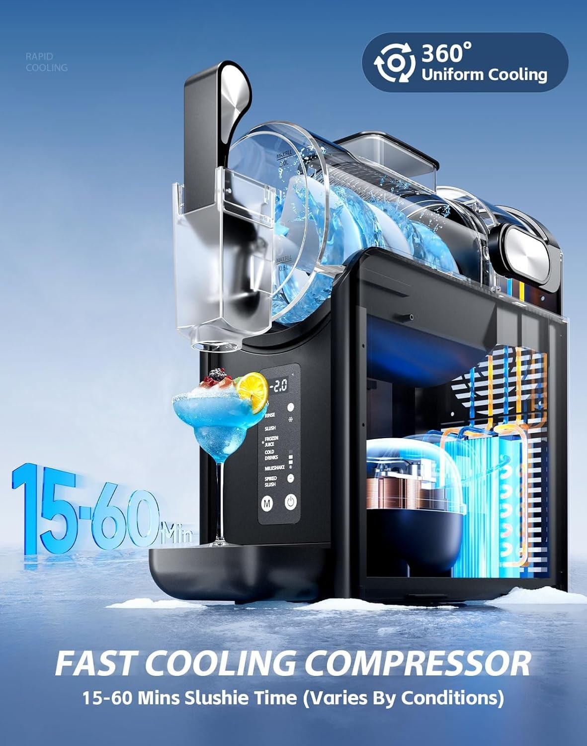 Frozen Slush Drink Maker 2L No Ice Self Cleaning 5 Presets Adjustable