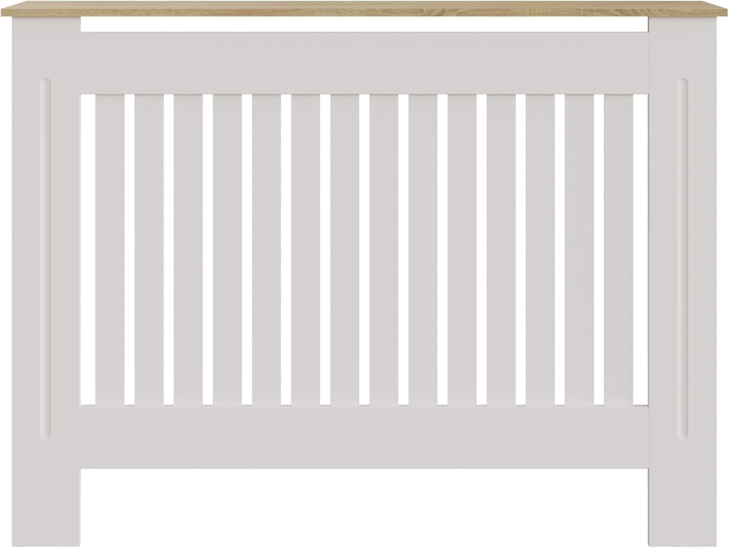 Medium White Radiator Cover – Modern MDF Slatted Heater Cabinet with Shelf