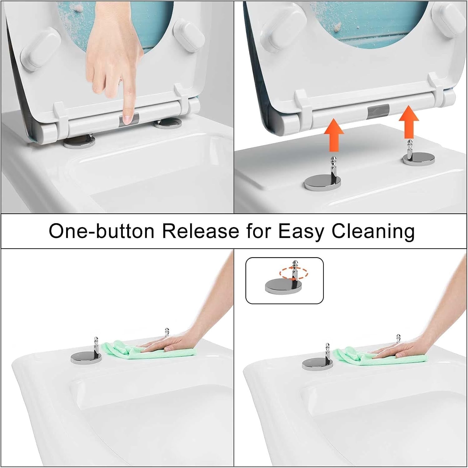 Soft Close Toilet Seat Quick Release Anti-Slip O Shape Adjustable Hinges