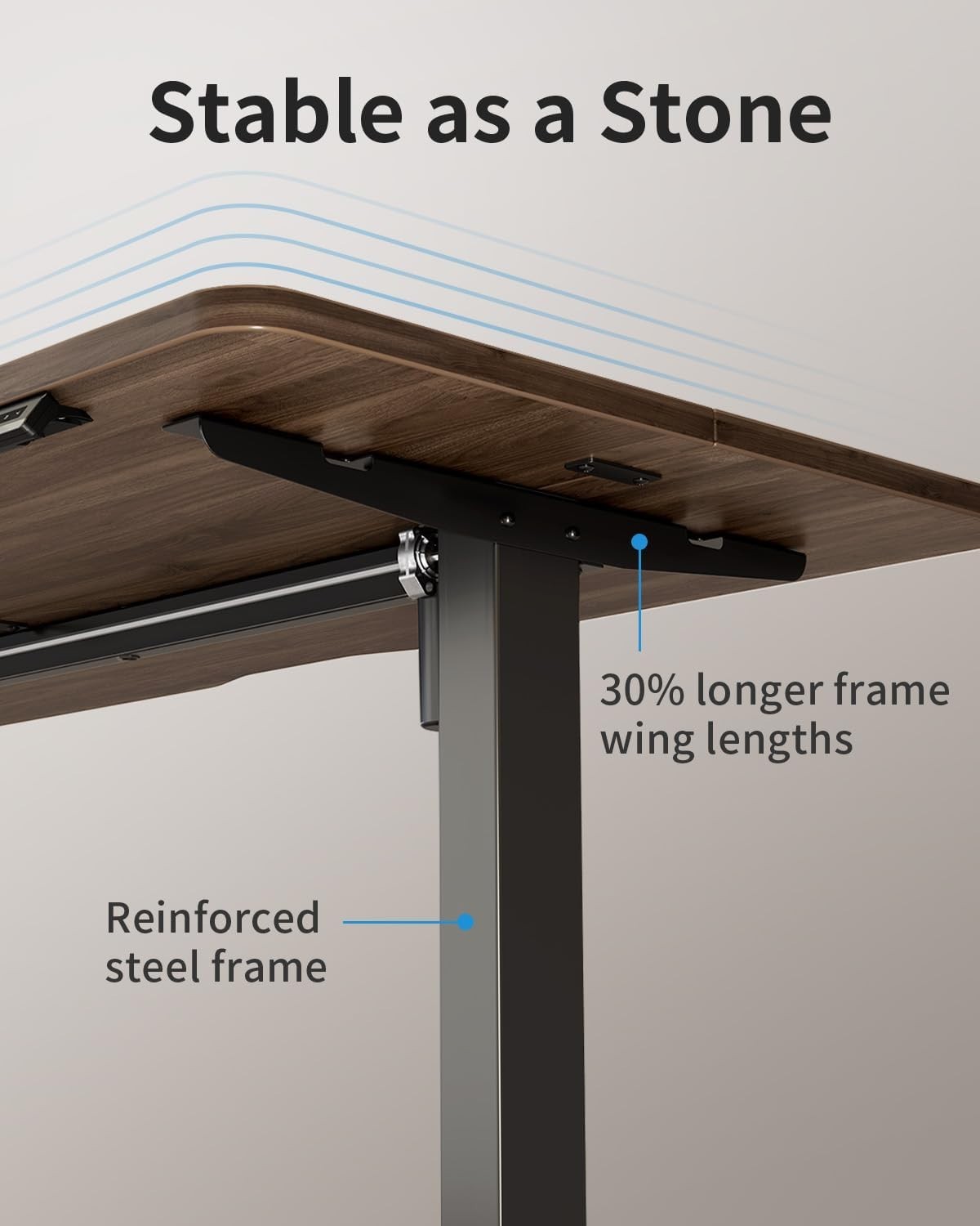 Dark Walnut Electric Standing Desk 100x60cm with Memory Control Panel