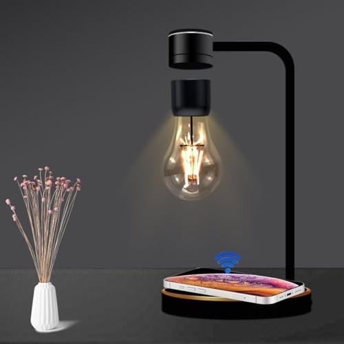 Magnetic Levitating LED Lamp with Wireless Charger, 360° Rotating Desk Light
