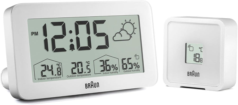 Digital Alarm Clock Indoor Outdoor Temperature Humidity Display Snooze