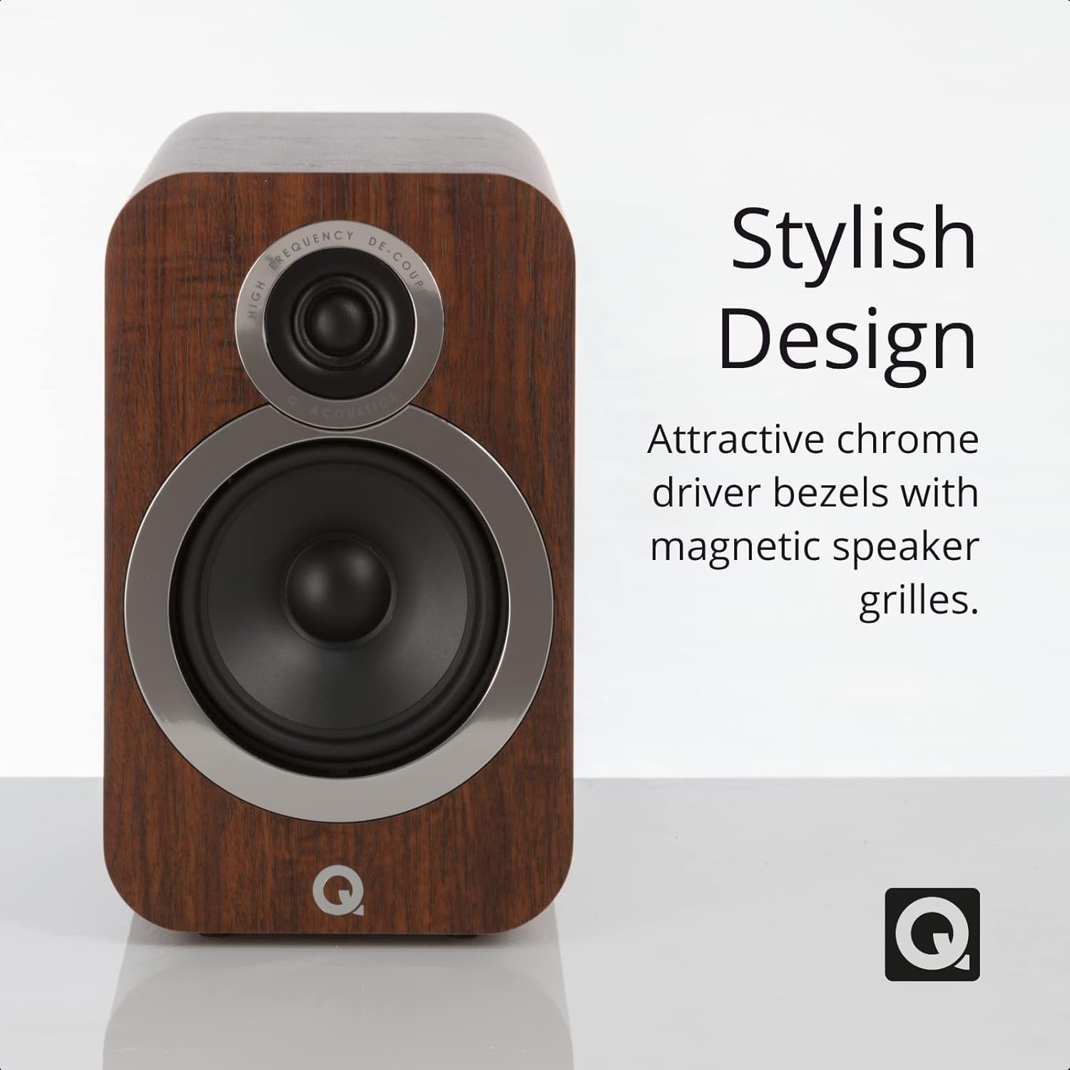 HiFi Bookshelf Speakers Pair | 125W Stereo 2-Way | Deep Bass English Walnut