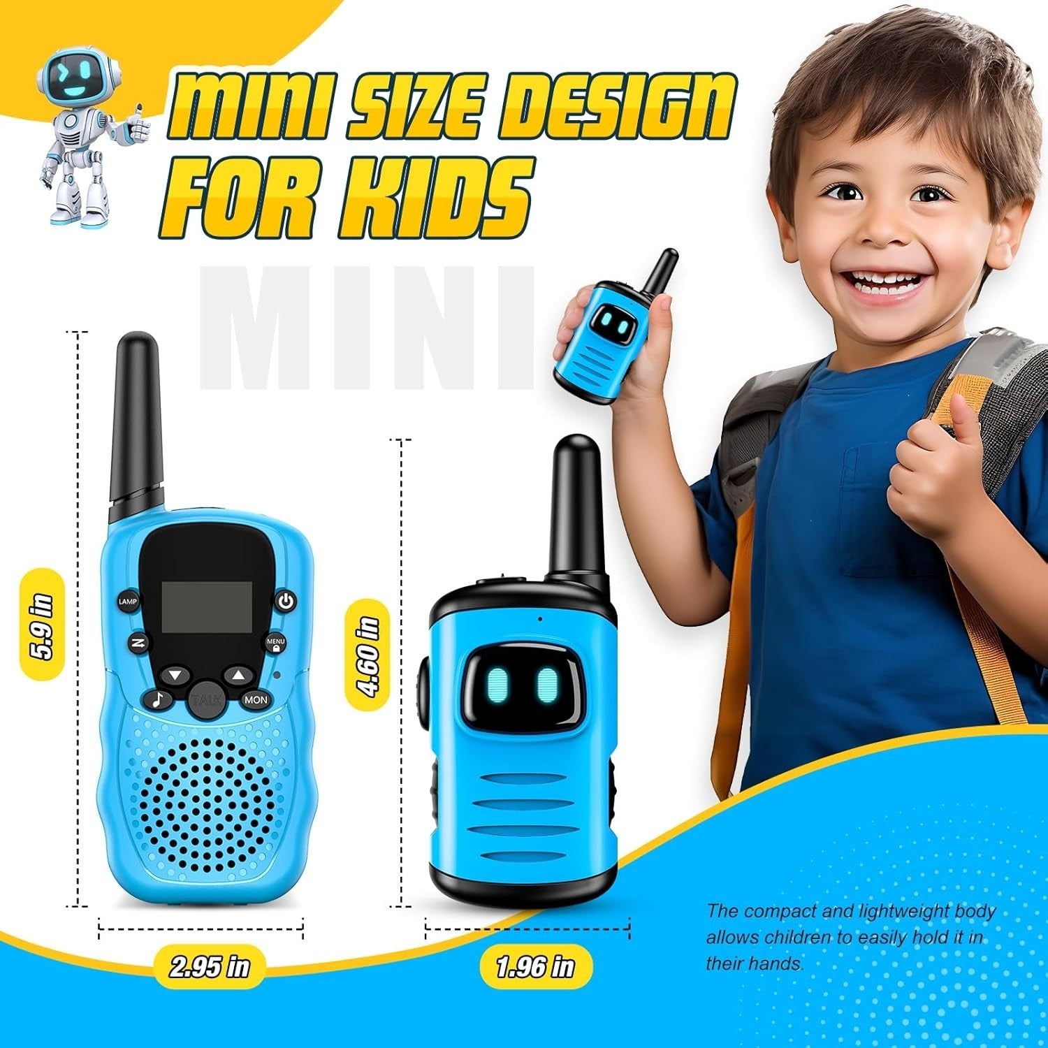 Kids Walkie Talkies Light Blue 2 Way Radios 3 Mile Range Outdoor Toy