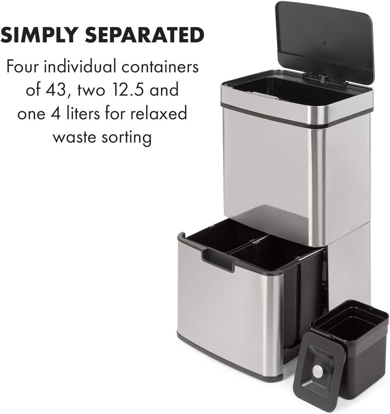 72L Touchless Kitchen Bin | Automatic Sensor Trash Can Silver