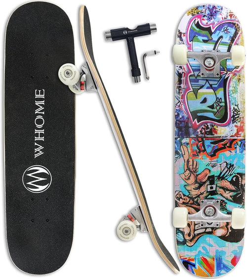 31in Pro Maple Skateboard Urban Design ABEC-9 8-Ply 53mm Wheels Beginner Trick
