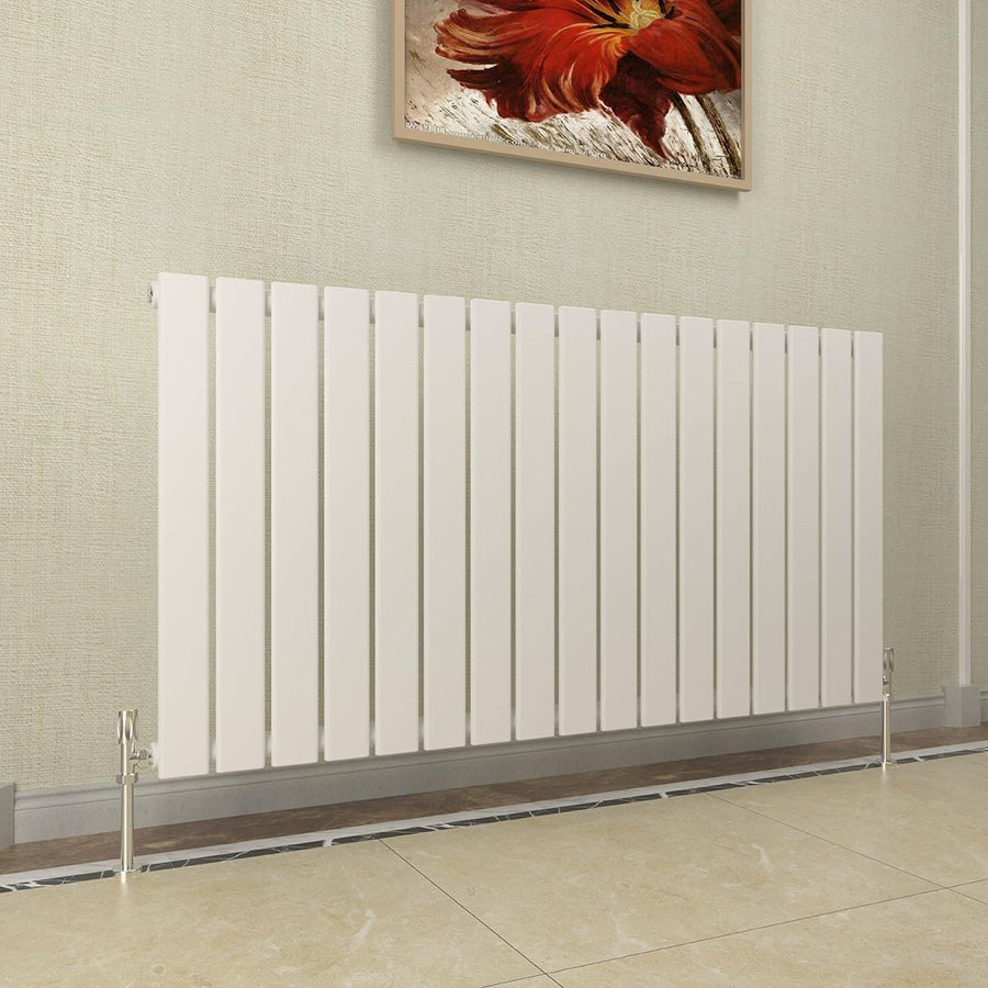 Horizontal Flat Panel Radiator 600x1156mm White Modern Central Heating