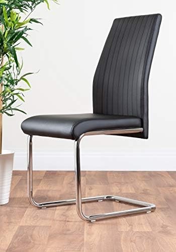 Modern 6-Seater Glass Dining Table Set with Black Faux Leather Chairs