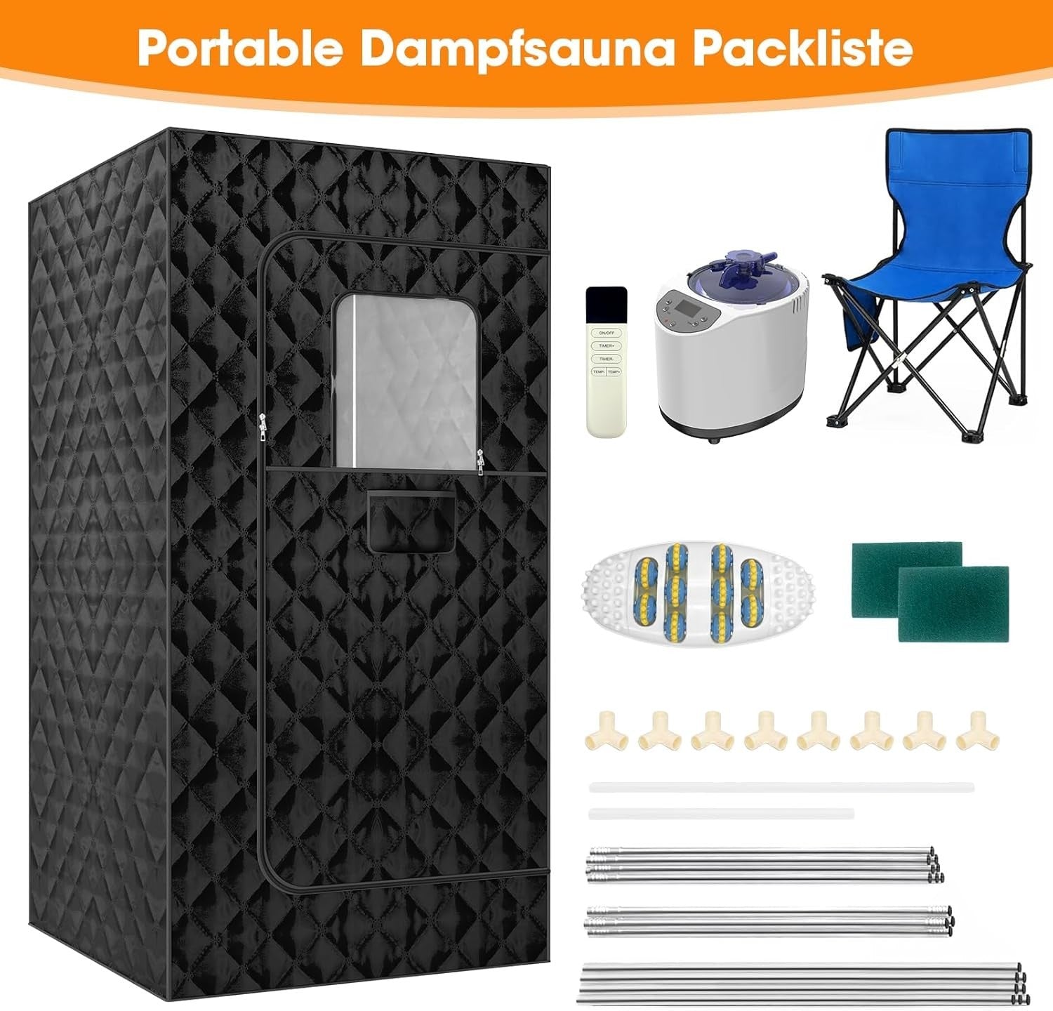 Portable Full Body Steam Sauna Tent w/ 3L Steamer & Remote – Home Spa Detox