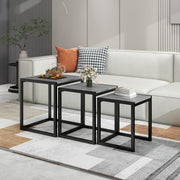 3pc Nesting End Side Tables Set Living Room Coffee Table Grey Engineered Wood