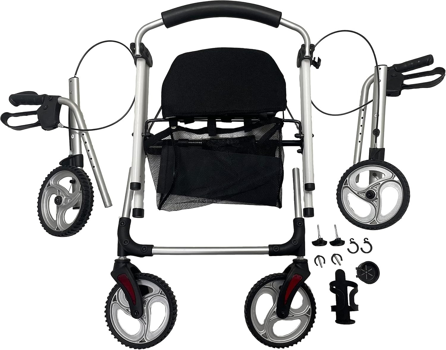 Lightweight Aluminium Rollator Walker with Seat Folding 4 Wheel Mobility