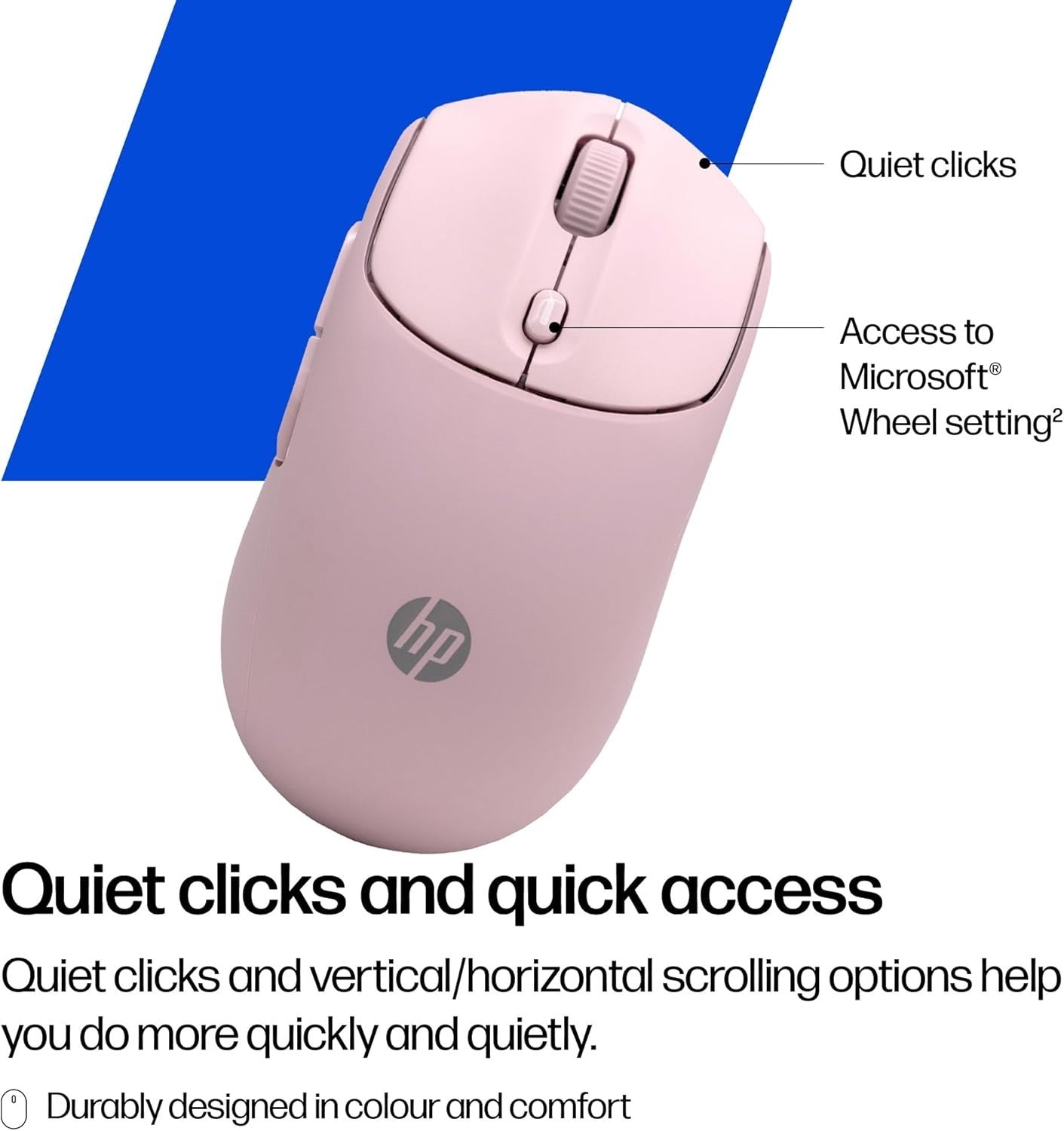 Pink Quiet Wireless Mouse Dual Bluetooth 6000 DPI Soft Touch Office Laptop
