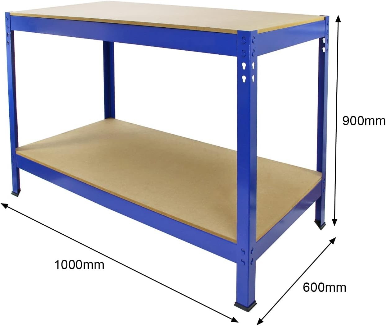 Heavy Duty Garage Workbench Metal Frame 2 Shelves 200kg Storage 100x60