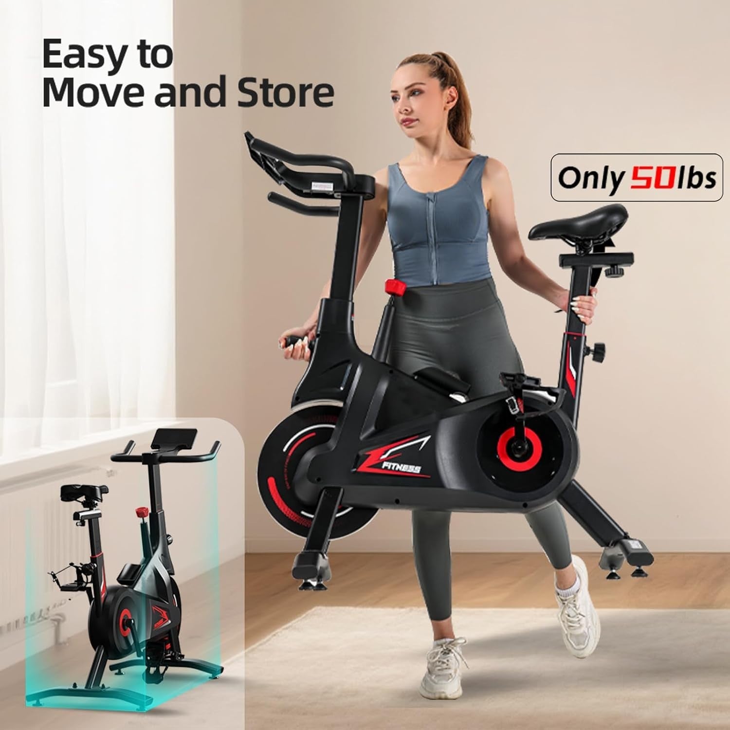Self-Powered Magnetic Spin Bike w/ LED Lights, App Sync & 100 Resistance Levels