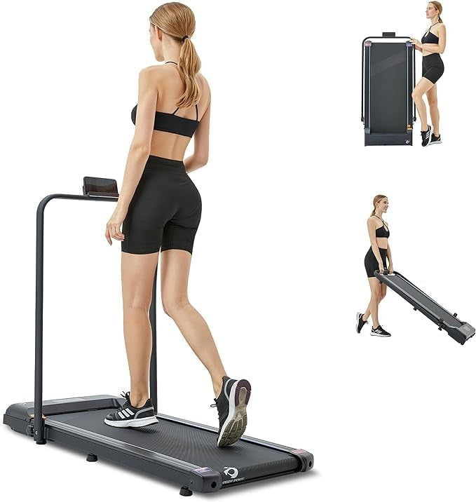 Foldable Under Desk Walking Treadmill 2HP 1–10km/h With Handrail Remote Home Gym