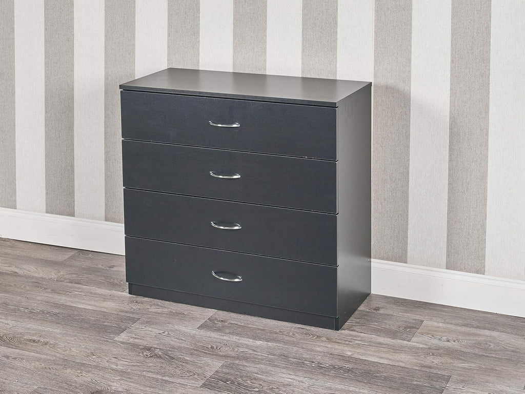 Black Chest of Drawers 4 Drawer Tall Cabinet Storage Unit for Bedroom Hall