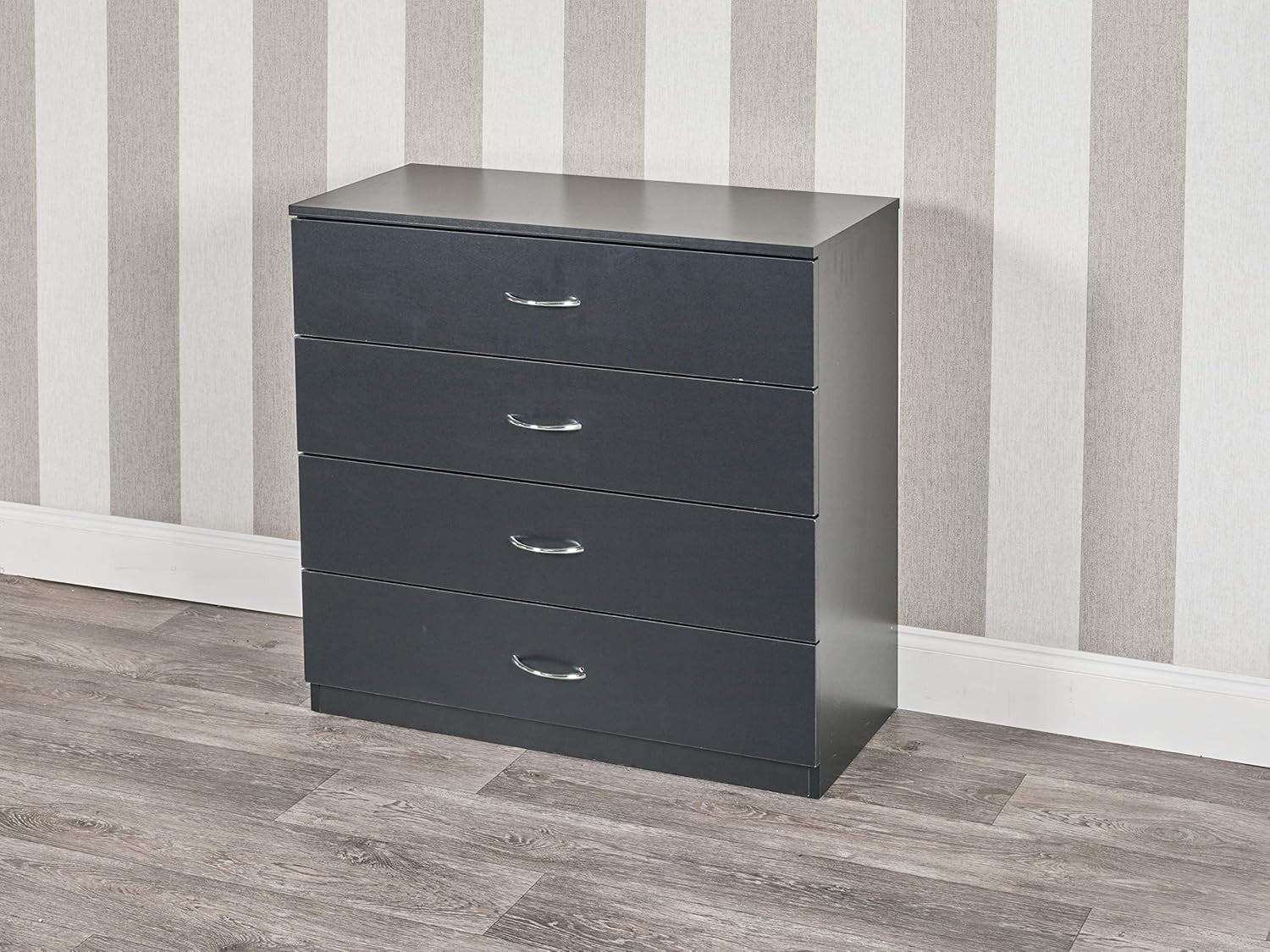 Black Chest of Drawers 4 Drawer Tall Cabinet Storage Unit for Bedroom Hall