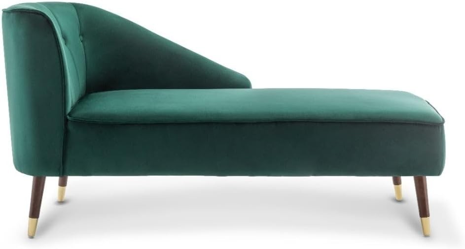 Modern Green Velvet Tufted Right Hand Chaise Lounge Chair Bedroom 160cm.