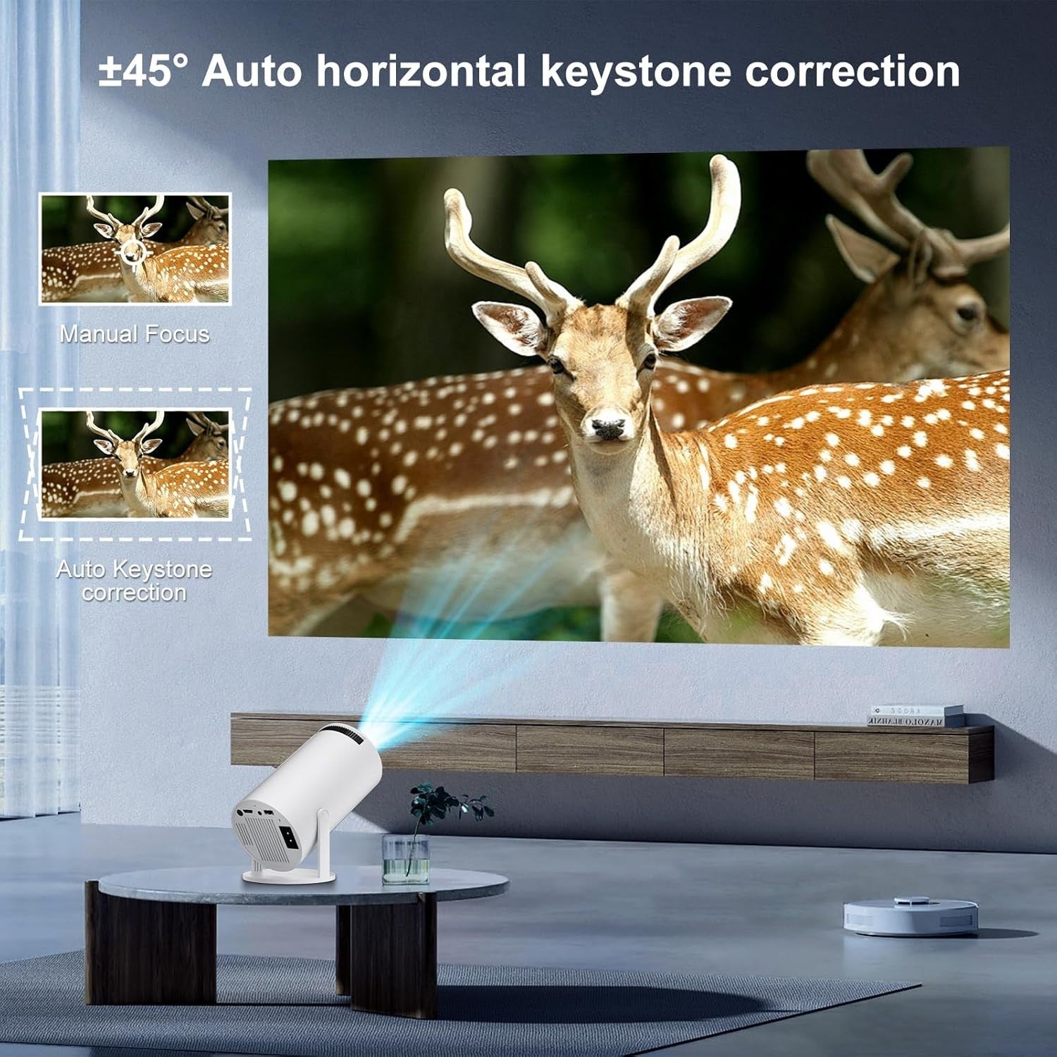 Android Mini Projector 1080P 4K HDR WiFi 6 Bluetooth Portable