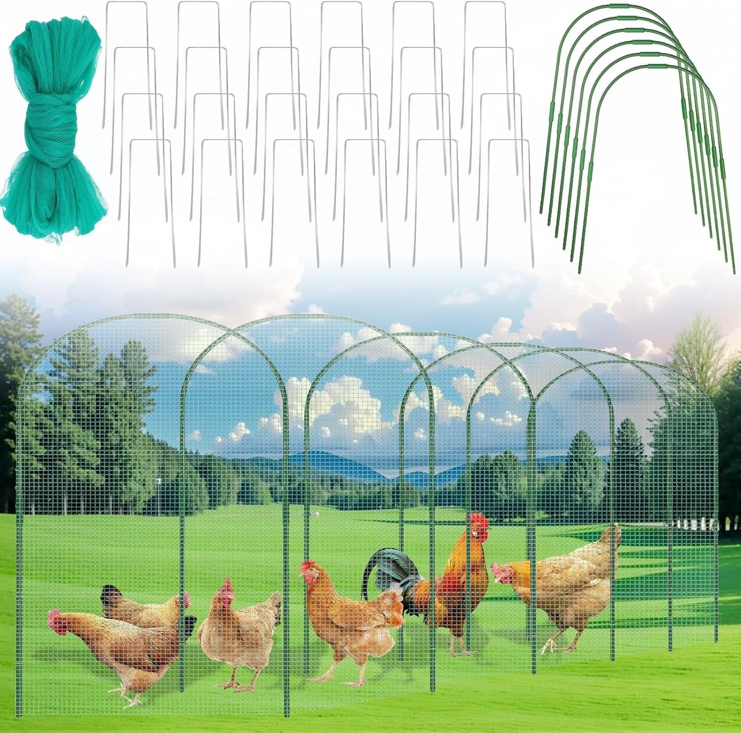2.8x19.6FT Portable Chicken Tunnel Run Garden Fence Kit