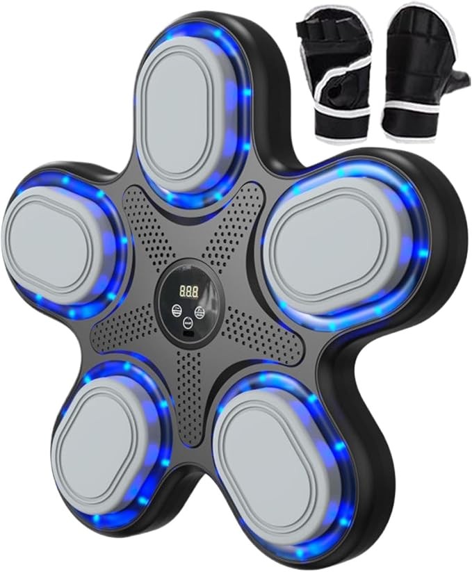 Music Boxing Machine Wall Mounted LED Smart Punch Trainer With Gloves Home Gym
