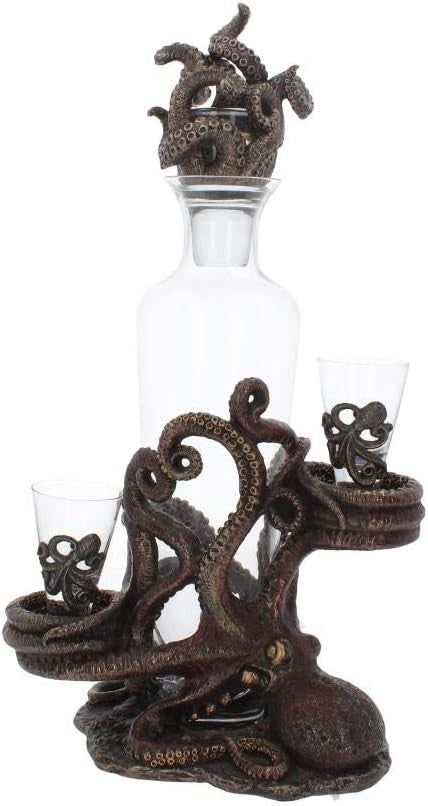 Steampunk Octopus Tentacle Whiskey Decanter 39cm – Unique Resin Bar Gift