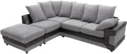 5 Seater Corner Sofa Black & Grey L Shape Couch Fabric Leather Modern