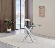 Clear Glass Dining Table 120x70cm Rectangle Chrome Legs Modern Design