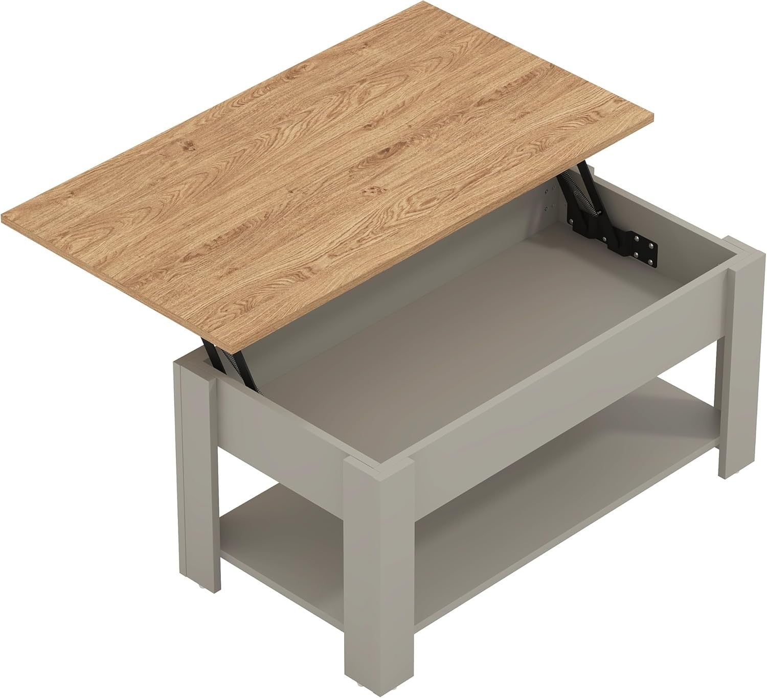 Lift-Up Coffee Table with Hidden Storage & Shelf, Modern Space Saver