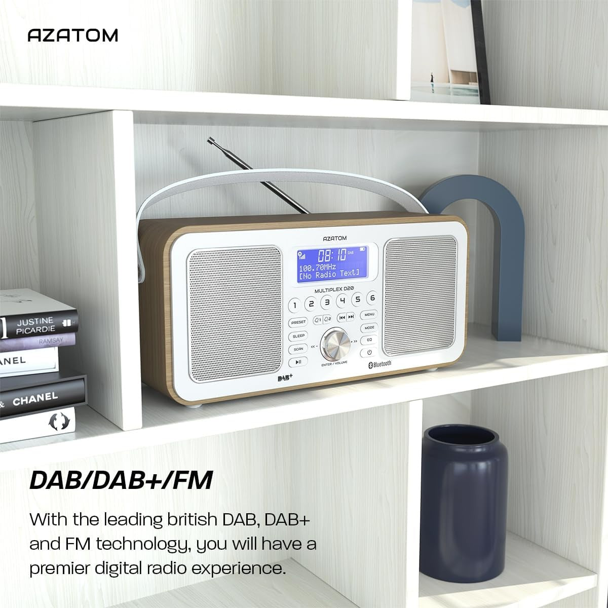 DAB DAB+ FM Portable Digital Radio Bluetooth Rechargeable Dual Alarm