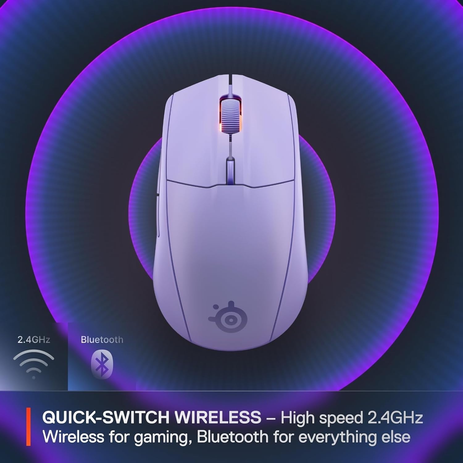 Wireless Gaming Mouse 18000 DPI Bluetooth 2.4GHz 60M Click Lavender