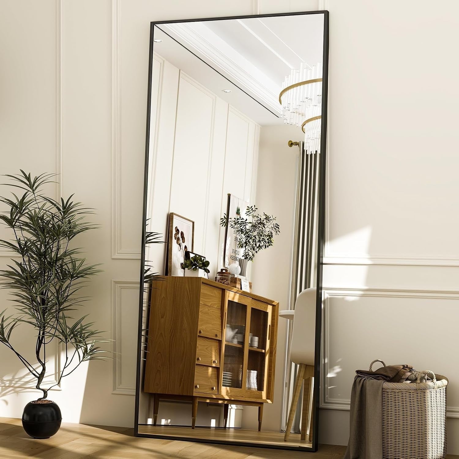 Full Length Floor Mirror 76x171cm Standing Hanging Leaning Modern Black
