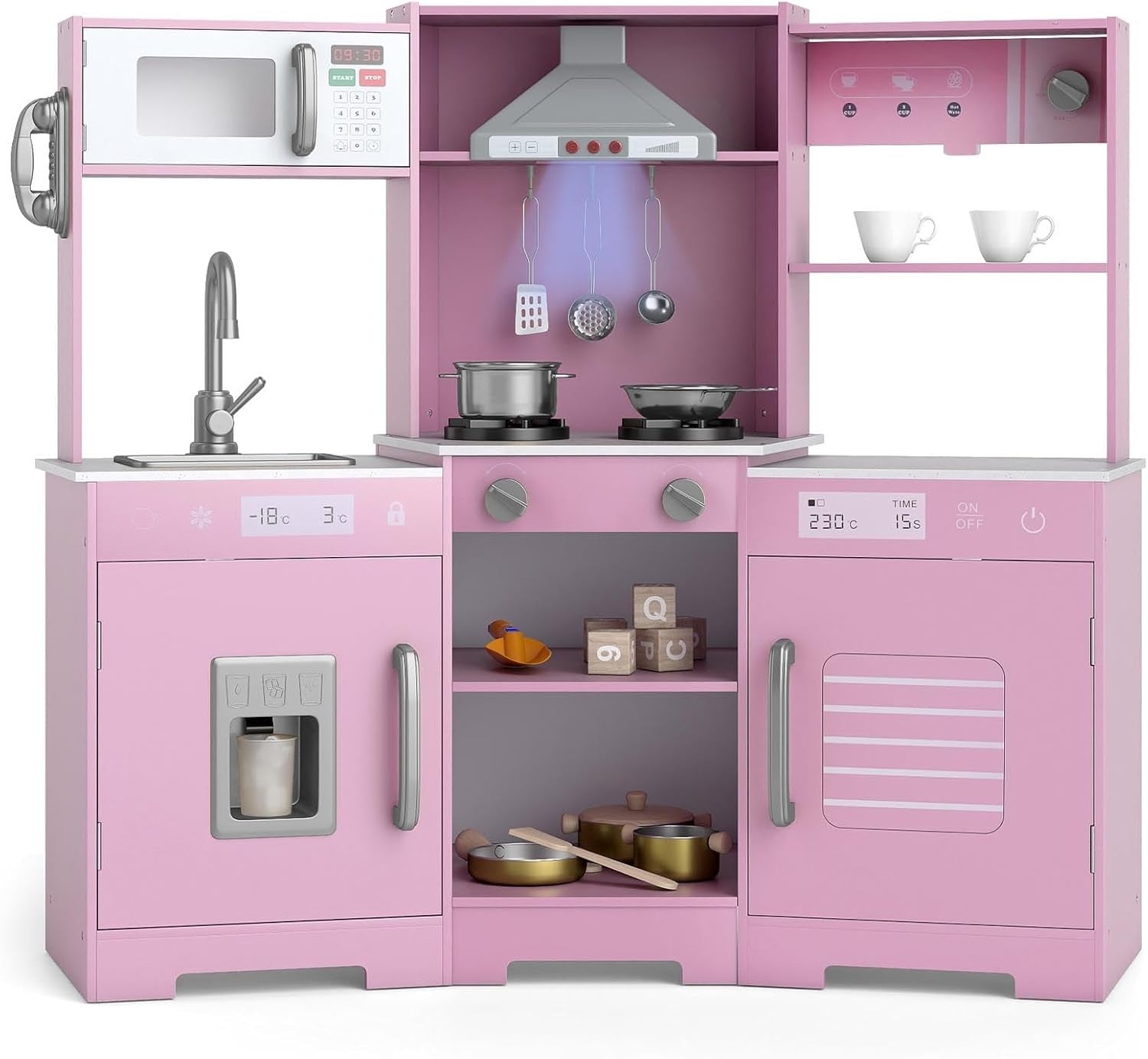 Pink Corner Kids Play Kitchen Lights Sounds Ice Maker Toy