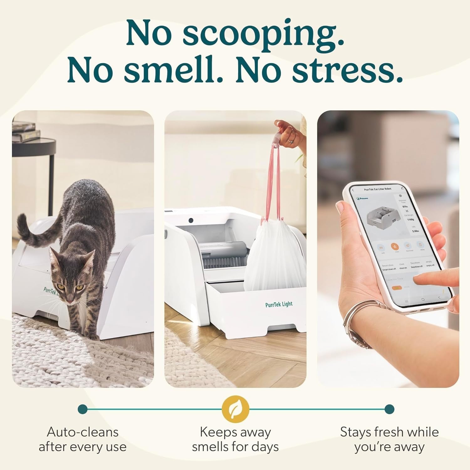 Self Cleaning Cat Litter Box App Control Auto Odor Control Smart Tray
