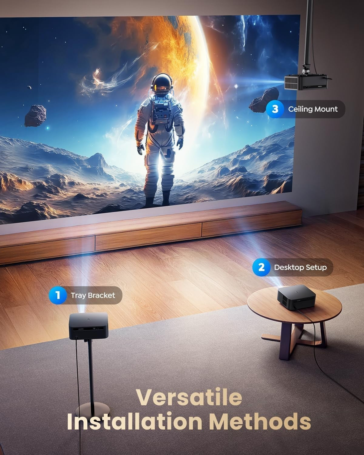 4K Smart Projector 1500 ANSI Google TV WiFi 6 Bluetooth Auto Focus