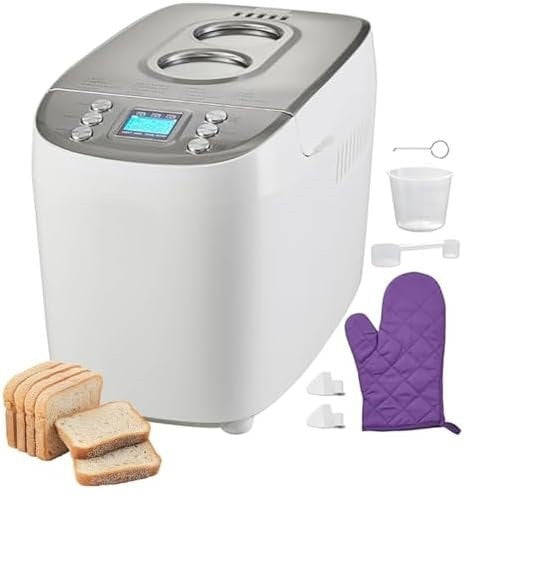 15-in-1 Electric Bread Maker Programmable Timer Nonstick Ceramic Pan White