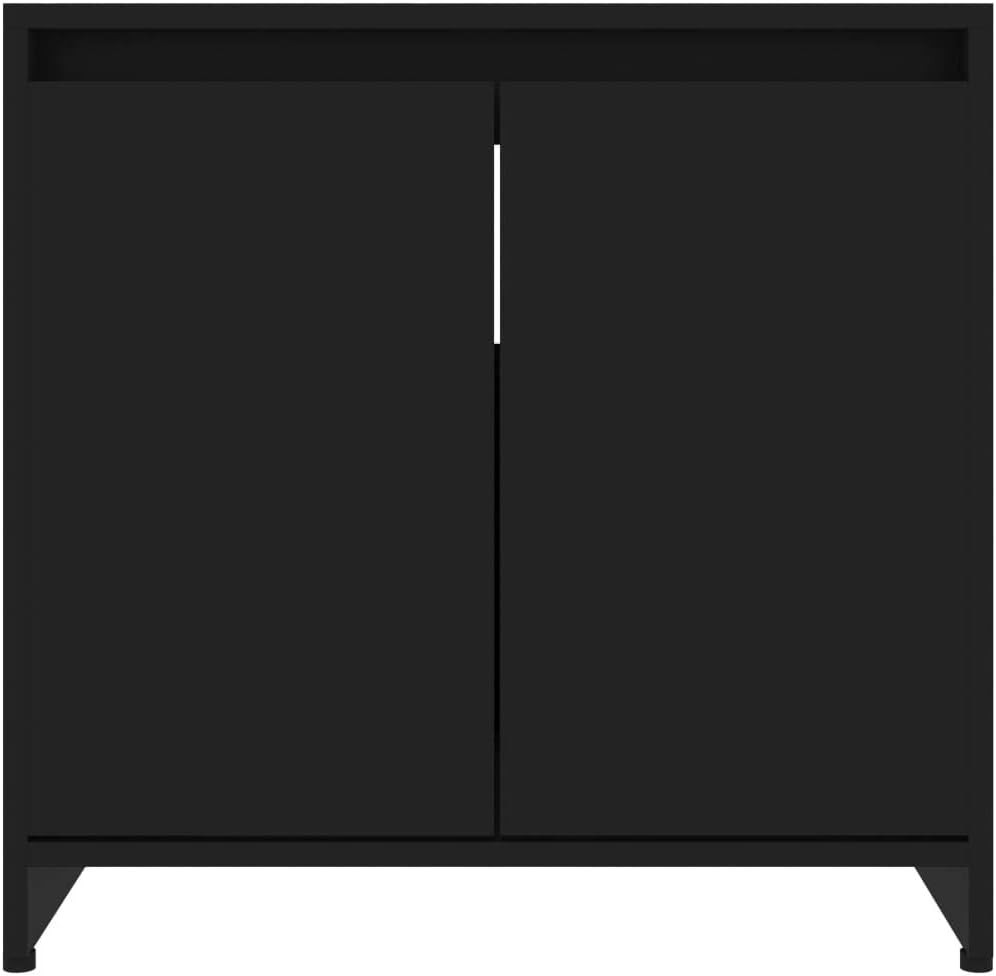 Black Under Sink Bathroom Storage Cabinet Cupboard 60x35x61cm Modern