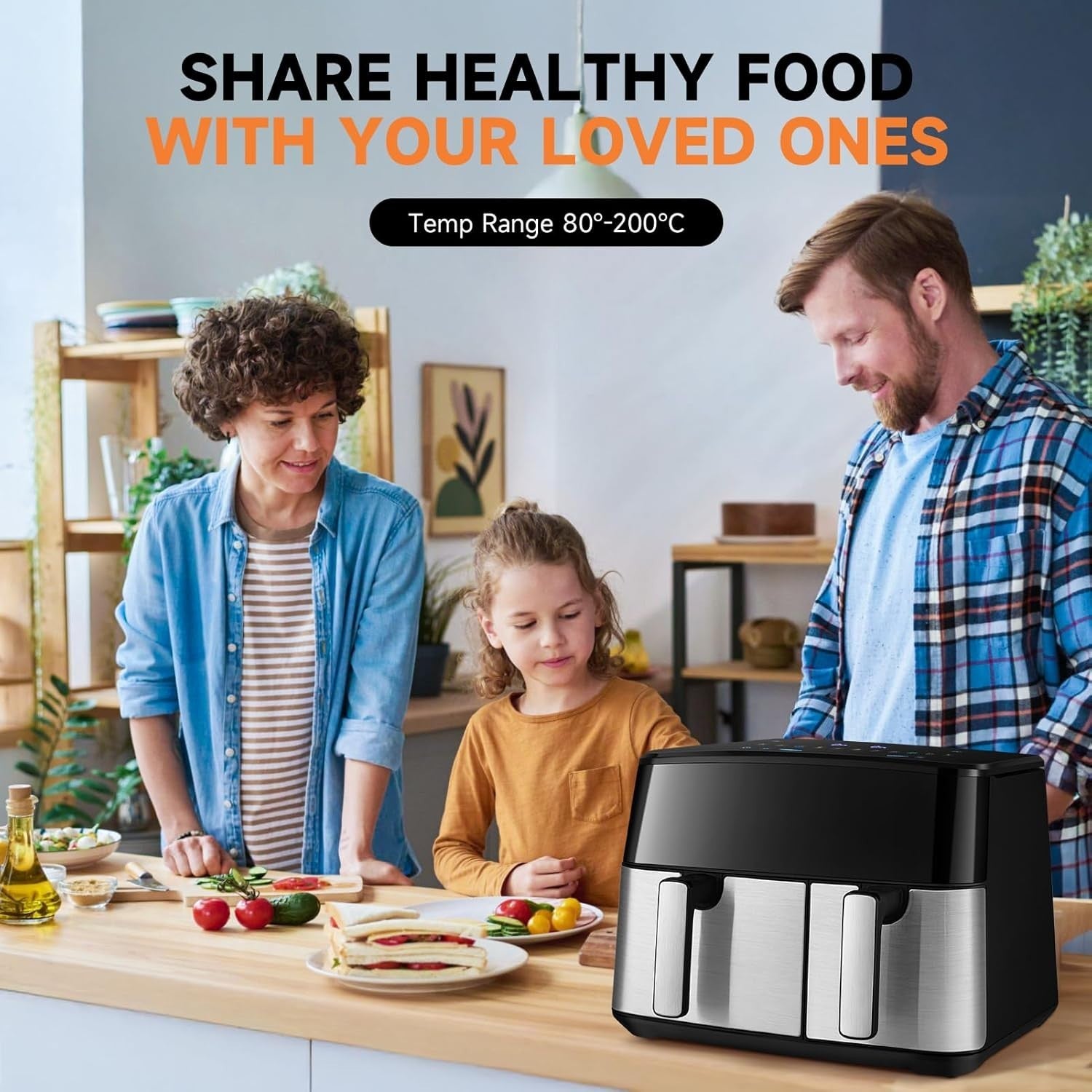 9L Dual Air Fryer | Double Drawer 4.5L x2 | 8 Presets | Touchscreen 1700W