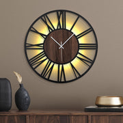 60cm Silent Wall Clock Light-Up Roman Numerals Night Sensor Decor